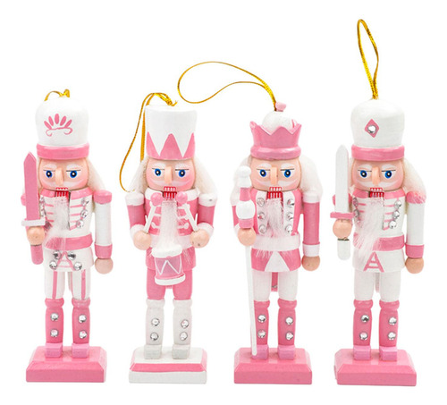 4x Figura De Soldado Cascanueces De Madera Adorno De Muñeca