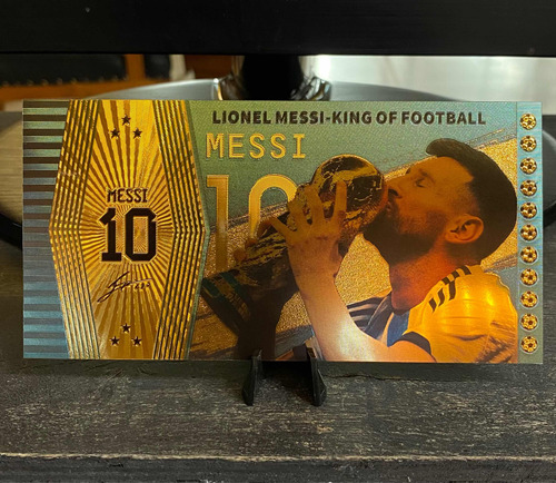 Messi 2022 Campeon Argentina Tarjeta Gold Metálica V2