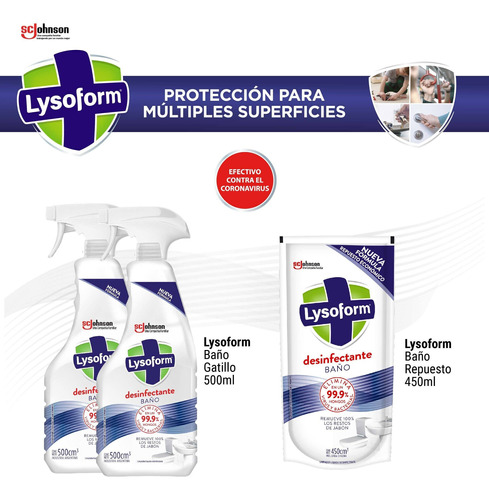 Imagen 1 de 1 de Pack 2 Unidades Lysoform Baño + Doypack Desinfectante Baño