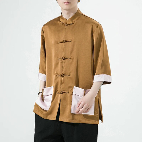 Camisa Tipo Kimono Para Hombre, Blusa Tang Para Hombre, Zhon