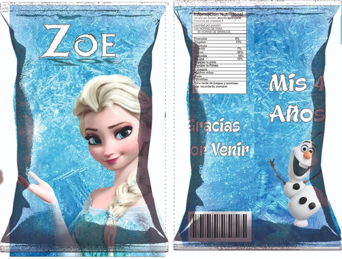 Bolsitas Golosineras Chip Bag Personalizadas X 10 Frozen