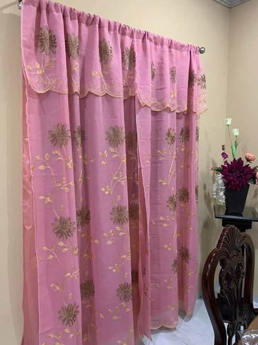 Cortinas De Organza Bordada Doble Forro