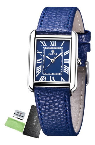 Reloj De Cuarzo Rectangular Clásico Ogeda Con Correa De Piel