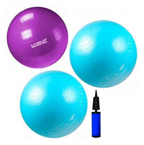 Kit Com 2 Bolas 65 Cm + 1 Bola 55 Cm Com Mini Bomba Liveup