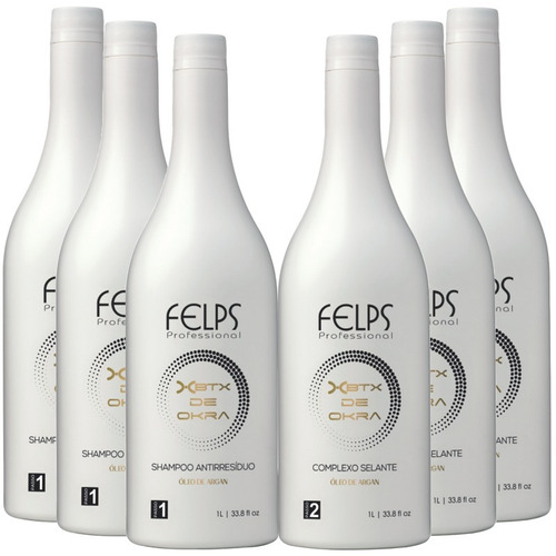 Progressiva Felps  De Okra 3 Kits (2x1000ml)+bri