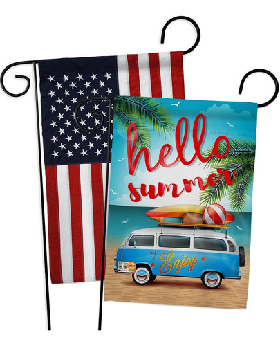 Breeze Decor Hello, Enjoy Bus Garden Flag Pack Summer Fun In