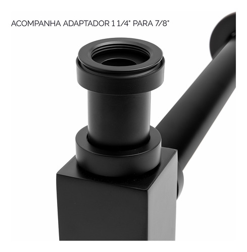 Sifão Metálico Com Copo Para Banheiro (square Preto Fosco) Cor Preto Fosco