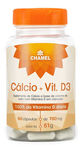 Cálcio Com Vitamina D3 - Pote Com 60 Cápsulas