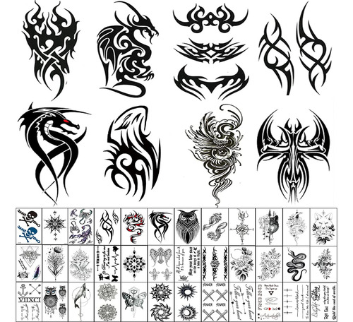 Awlee 45 Hojas De Tatuajes Temporales Para Hombres, Tatuaje.