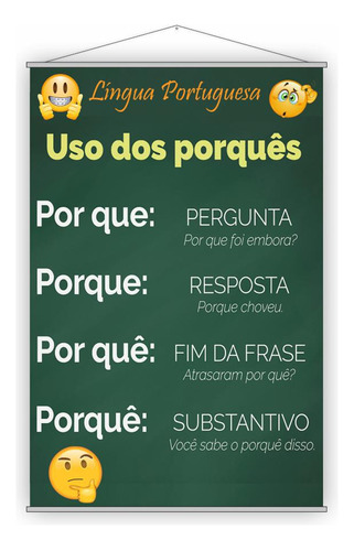 Banner Pedagógico Escolar - Uso Dos Porquês  120x65