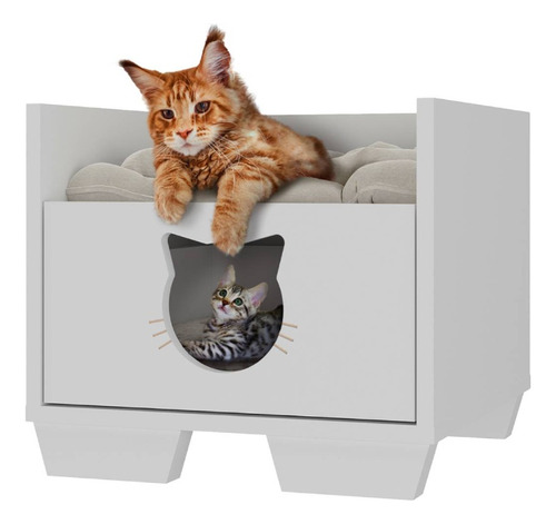 Cama Gatito Blanca Petscool Con Cajón - Kidscool