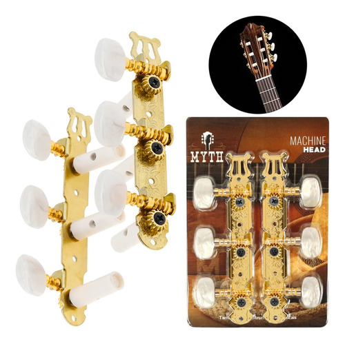 Tarraxa Dourada Violão Cordas Nylon Clássico Pino Grosso Pro
