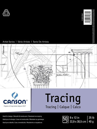 Canson Black Tracing Translúcido 9x12 In 40g 50 Hojas
