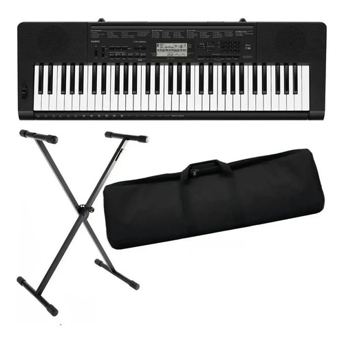 Casio Ctk3500 Teclado 61 Teclas Sensitivo Con Funda Y Soport Color Negro 9v