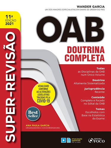 SUPER-REVISÃO OAB - DOUTRINA COMPLETA - 11ª ED - 2021, de Trigueiros, Arthur. Editora Foco Jurídico Ltda, capa mole em português, 2020
