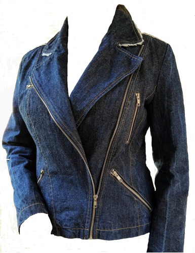 Campera De Jean Tipo Roquera Con Efecto Lavado, Talles