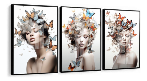 Quadros Decorativos Metamorfose Mulheres Borboleta Com Vidro