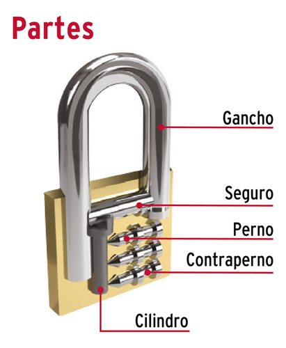Candado De Hierro, 30mm, Gancho Largo, Caja, Hermex Basic