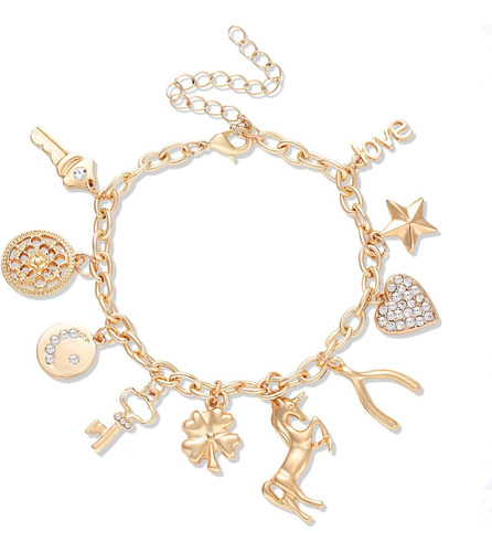 Cealxheny Pulsera Con Abalorio De Eslabones Para Mujer Unico