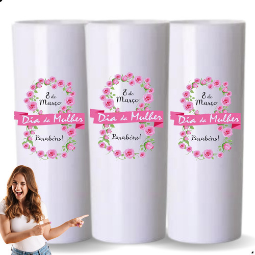 Copo Personalizado Evento Mulher 20 Unid Rápido Cor Branco