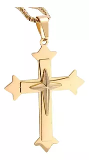 Collar Colgante Cruz Cristo Con Baño De Oro