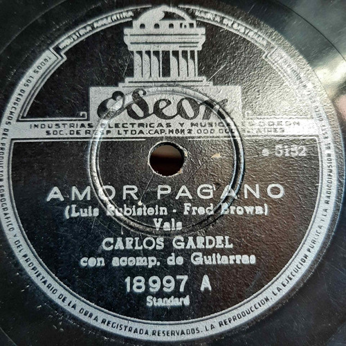 Pasta Carlos Gardel Con Acomp Guitarras Odeon 18997 C365