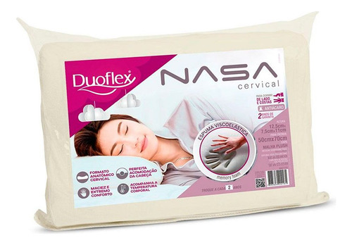 Travesseiro Duoflex Nasa Cervical Visco Nn2100 P/ Fronha 50x70