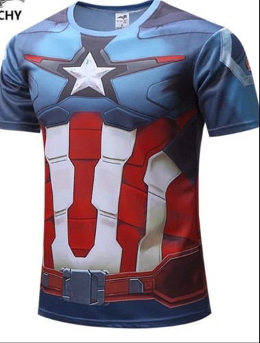 Polera Polestier Expandex Diseño Capitán América 