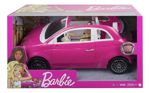 Muñeca Barbie con vehículo Fiat 500, color Mattel Gxr57, color rosa chicle