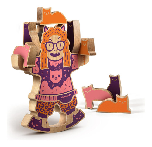 Balance Game Genuine Fred Crazy Cat Lady Wood Con 15 Gatos