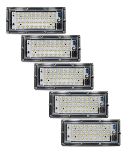 Pack De 5 Reflectores Led 20 Watts Luz Blanca Fría 1800lm Protección Ip66 De Aluminio Disipación De Calor Ideal Para Exteriores