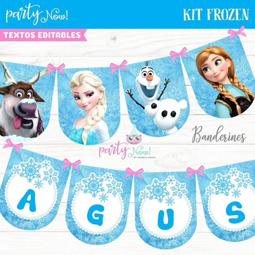 Kit Imprimible Decoración Editable: Frozen