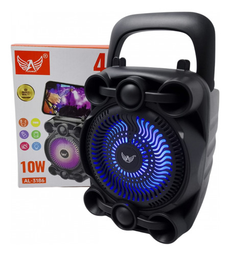 Caixa De Som Bluetooth Led Rgb Usb Cartão Tf Alta Qualidade Cor Preto 110v/220v
