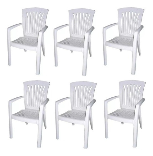 Kansas sillas de jardin plasticas reforzadas sillon pack 6 color blanco