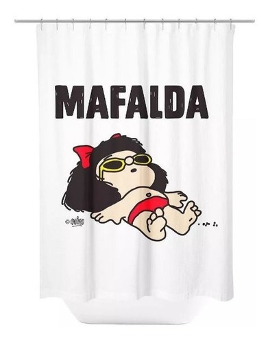 Cortina De Baño Teflón Mafalda Con Ganchos Antihongos 