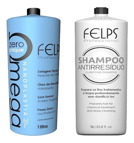 Kit Omega Zero 1000ml + Shampoo Antirresiduo 1000ml - Felps