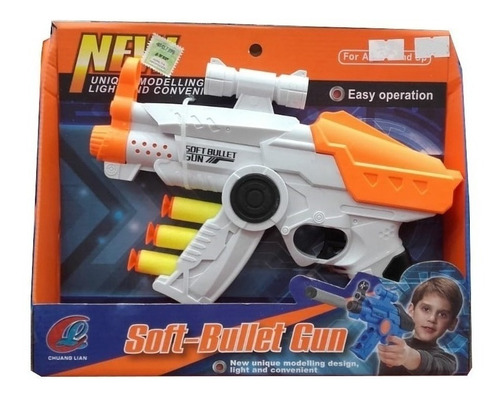 Pistola Con Balas De Goma Con Mira Simil Nerf Nenes Original