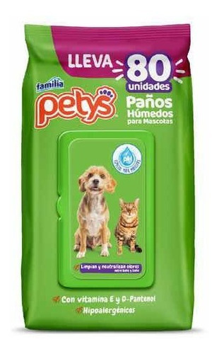 80 Paños Húmedos Para Perro Gato Pety - Unidad a $4