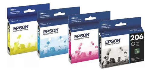 Combo 4 Cartuchos Epson 206 Originales Negro Y Colores