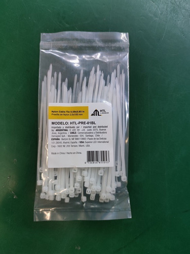 Imagen 2 de 5 de Amarra Plástica Multiusos Nylon Para Cable 2.5x100mm 100u
