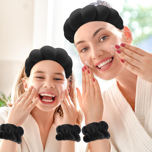 Spa Headband And Wristband Set Zkptops For Women Black