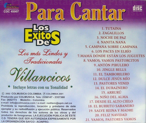 Para Cantar Villancicos Pistas Musicales C D Nuevo Mercado Libre 3 video 28 prosmotrov obnovlen 21 iyul. para cantar villancicos pistas musicales c d nuevo