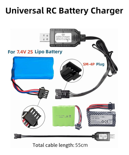 Cable Cargador De Batería Universal Rc Con Conector Sm De 4