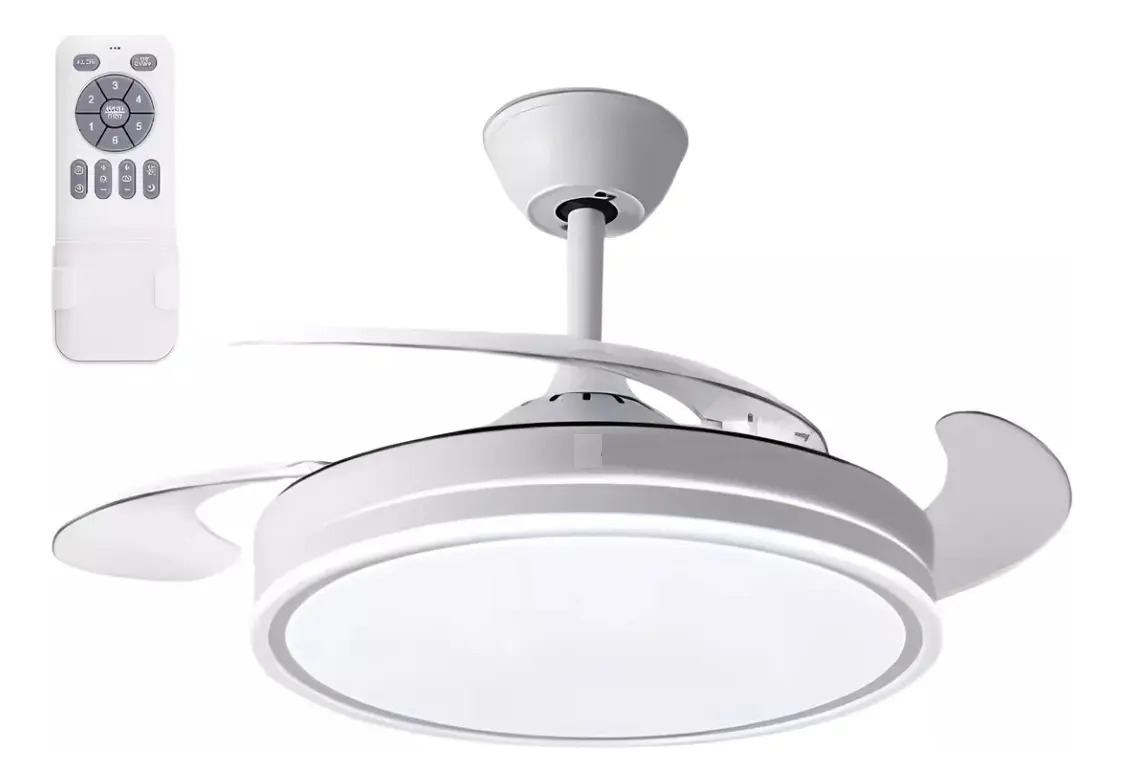 Ventilador De Techo Color Blanco 4 Aspas Retractil Home World