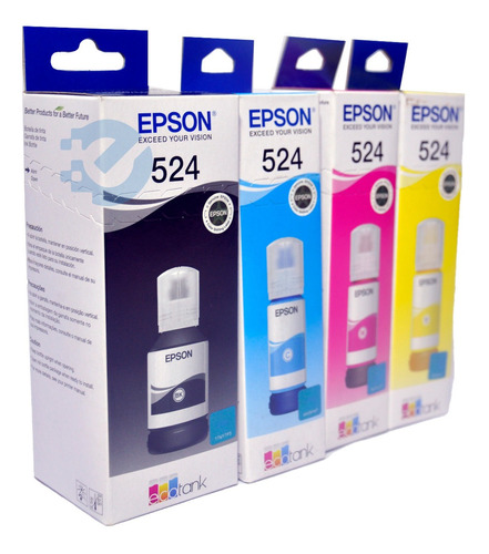 Combo Botellas Tinta Epson 524 Negro Colores Vigente Orginal