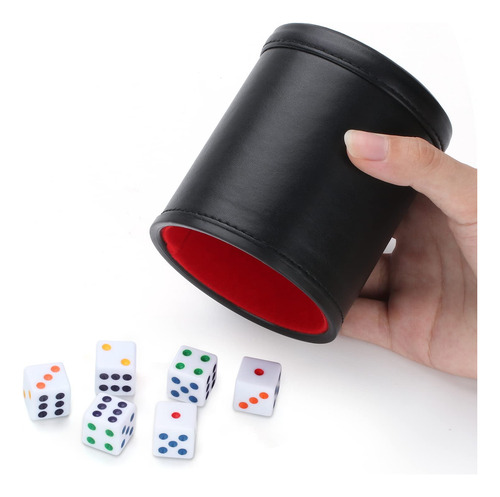 Delta-shop Taza De Dados Forrada, 6 Dados Silenciosos Yahtze