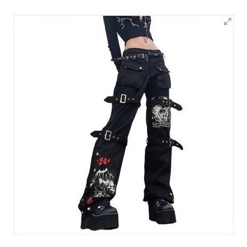 Pantalones De Chándal De Mezclilla Punk Gótico Femenino