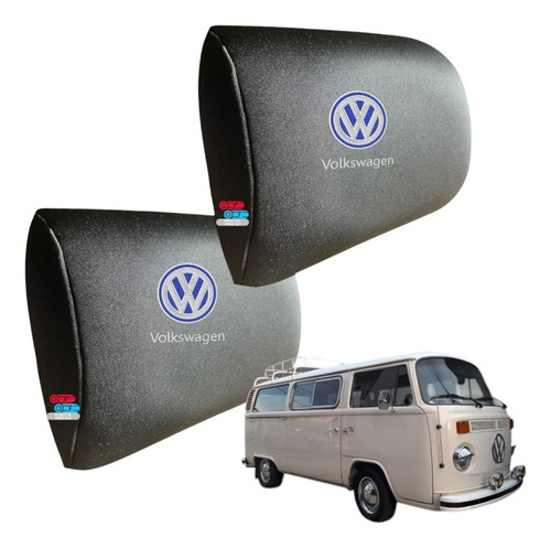 Par De Cojines Almohadillas Logo Vw Combi 1988 Negro
