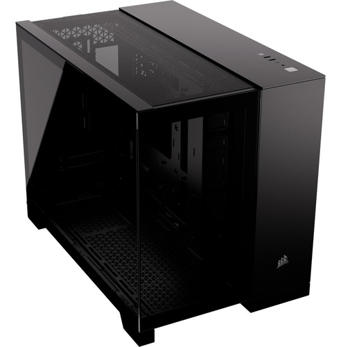Gabinete para jogadores Corsair 2500x Tg Mid-Tower preto com duas câmeras