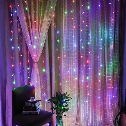 Imagen 2 de 7 de Luces Cortina Decorativas Tira Led Usb 3x3m Fiesta De Bodas